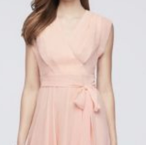 Cap Sleeve Faux Wrap Chiffon Dress - Picture 3 of 4